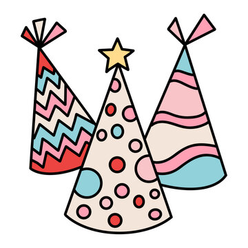 Festive Cone Party Hats with Colorful Patterns