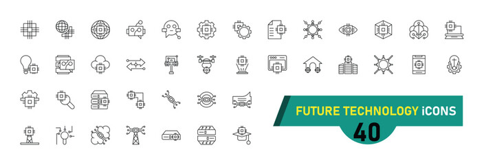 Future Technology icon collection, with editable stroke. Future Technology thin line icon set. Vector illustration.
