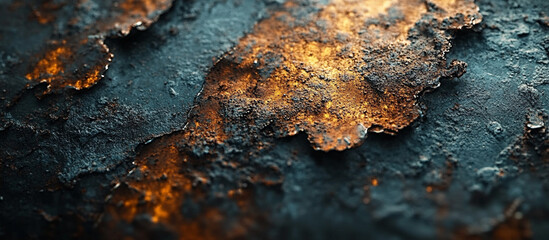 Close-up of rusty metal surface with layered textures.