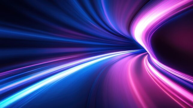 Vibrant neon lights creating a futuristic tunnel effect