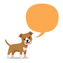 Vector cartoon character cute pit bull terrier dog with speech bubble