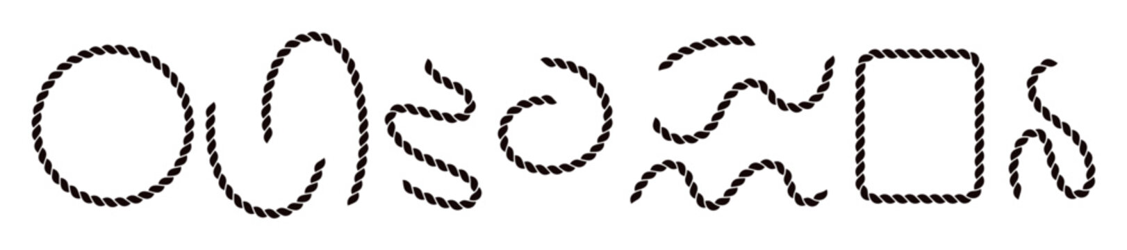 shaped rope design with sailor knot for marine themes. Flat vector illustration isolated on white background.