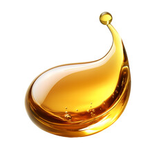 golden drop of olive oil on transparent background