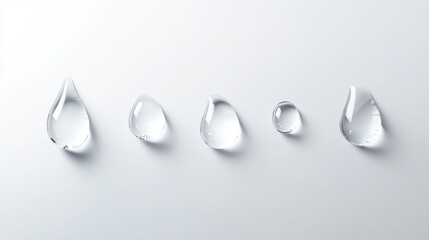 Elegant arrangement of water droplets on white background