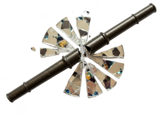 Broken kaleidoscope with mirror pieces isolated on transparent background