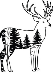 deer with a christmas tree