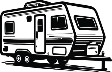 Camping van vector silhouette cricut design for T-shirt