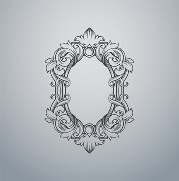 Antique Ornate Oval Frame with Floral Scrolls