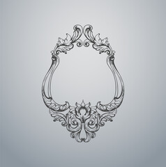 Elegant Vintage Ornate Frame or Wreath with Curved Floral Motifs