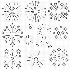Obraz premium Black and White Vector Snowflake Set for Seamless Christmas Pattern