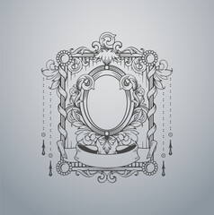 Baroque Style Square Frame with Hanging Chains and Oval Center