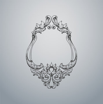 Elegant Vintage Ornate Frame or Wreath with Curved Floral Motifs