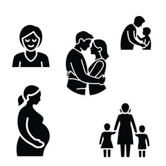 "Silhouette Icons of Mother and Child Bonding – Family Love Concept Vector Set"

