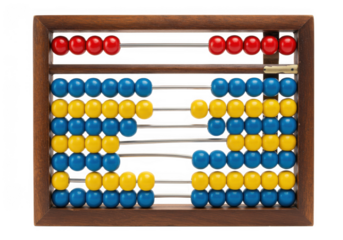 Colorful abacus isolated on transparent background for mathematical learning