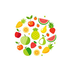Circle of Fruits and Vegetables