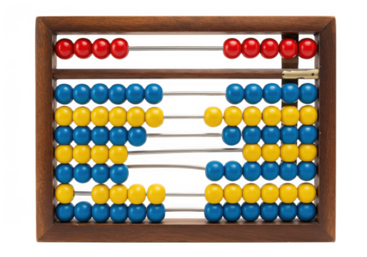Colorful abacus isolated on transparent background for mathematical learning