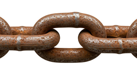 Obraz premium Rusty Metal Chain Link Isolated on Transparent Background A Symbol of Weakness, Decay, and Corrosion