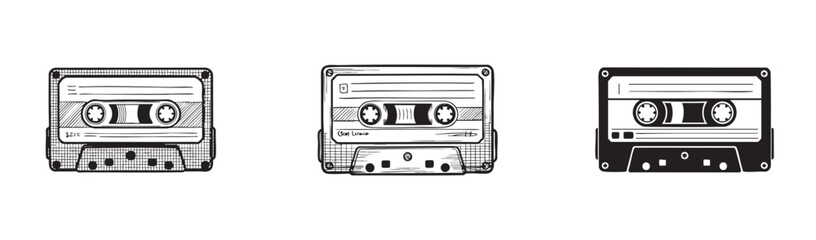 set of cassette tape , retro audio cassette vector, vintage music and 80s nostalgia
