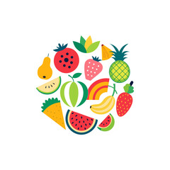 Circle of Fruits and Vegetables