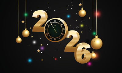 2026 Happy New Year Background Design. Greeting Card, Banner, Poster. Vector Illustration.