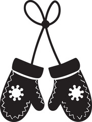 Fototapeta premium black christmas mittens logo, christmas mittens vector illustration isolated on white background