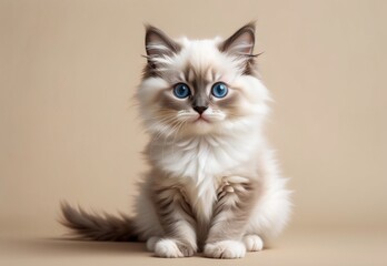 Fototapeta premium portrait of a beautiful domestic cat, purebred Ragdoll