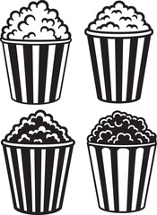 Popcorn in a Bucket Silhouette Vector Art Illustration