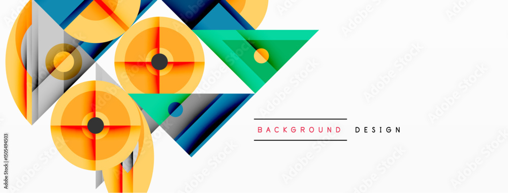 Aufkleber abstract geometric shapes, vibrant colors, modern design. overlapping circles, triangles create dyna