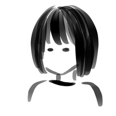 女の子のモノクロ線画イラスト