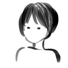 可愛い女の子のモノクロイラスト