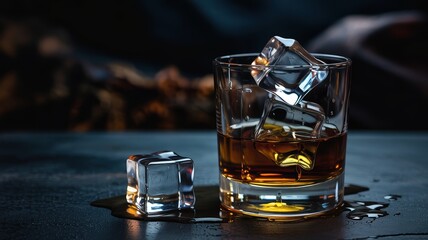 Whiskey on the Rocks: Dark & Moody Drink Photo - Dark Moody Photogr.