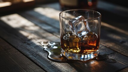 Whiskey on the Rocks, Spilled Drink - Moody/Dark Photography