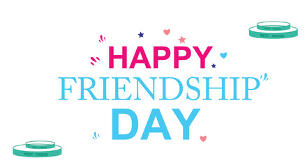 Friendship Day greeting card, happy holiday of amity.  on white background Best Friends Day word logo on white background illustration  