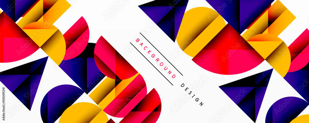 Aufkleber Abstract geometric shapes, vibrant colors, dynamic composition. Modern design elements create visually striking background.