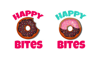 Set of two logos for Donuts shop or bakery design. vector illustration.