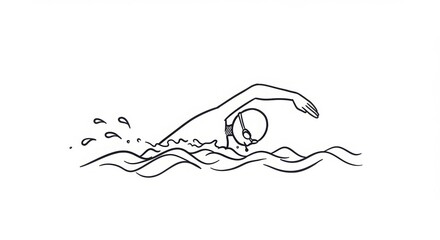 Freestyle Swimmer Line Art: Effortless Aquatic Grace