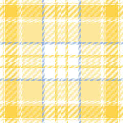 Pastel plaid pattern in yellow, blue, and white. Classic textile design evoking spring, summer, a sense of tradition, ideal for backgrounds, fabrics.