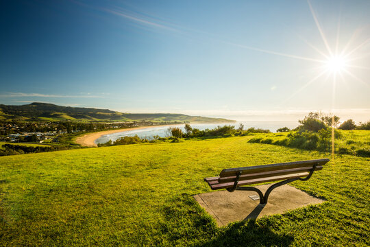 Park bench overlooking Werri Beach
