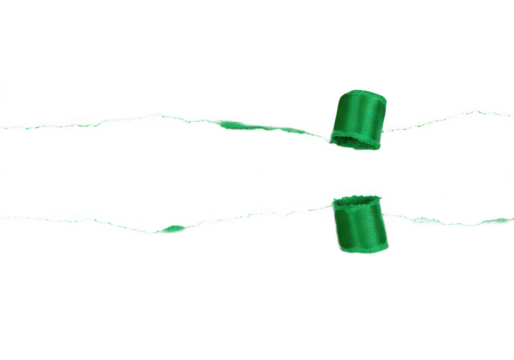Green ribbon and torn paper isolated on transparent background