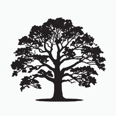 Old Oak Tree Silhouette Graphic
