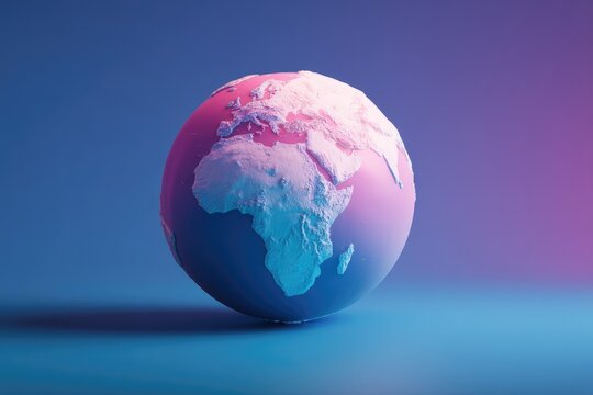 Stylized globe, low-poly aesthetic, pink-blue gradient,  soft lighting, minimalist backdrop - Powered by Adobe