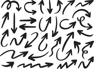 Hand drawn arrow collection black and white