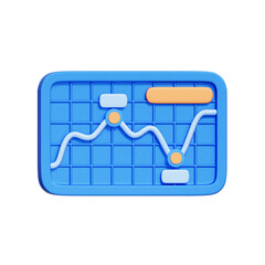 Fototapeta premium 3D icon of a line chart with indicators, representing stock market fluctuations, technical trend analysis, and trading strategies.