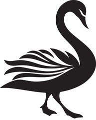 Obraz premium Minimalist Black Swan Silhouette Vector Art – Elegant Curves & Stylized Feathers