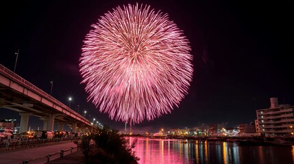 Vibrant Toyohashi Gion Fireworks Display in Bright Shell Bursts