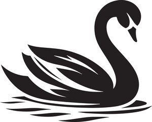 Minimalist Black Swan Silhouette Vector Art – Elegant Curves & Stylized Feathers
