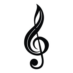 Obraz premium A shining gold treble clef musical symbol with notes on a white background