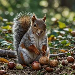 Obraz premium squirrel eating nut