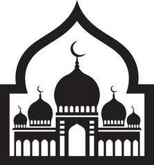 Islamic Mosque Silhouette Black Vector | Muslim Architecture & Religious Landmark Art