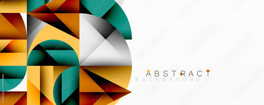 Leinwandbilder geometric shapes create dynamic composition. orange, teal, gray colors dominate design. modern abstr